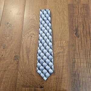 Nature Conservancy Silk Tie Blue Gray White Penguin Pattern Hand Made